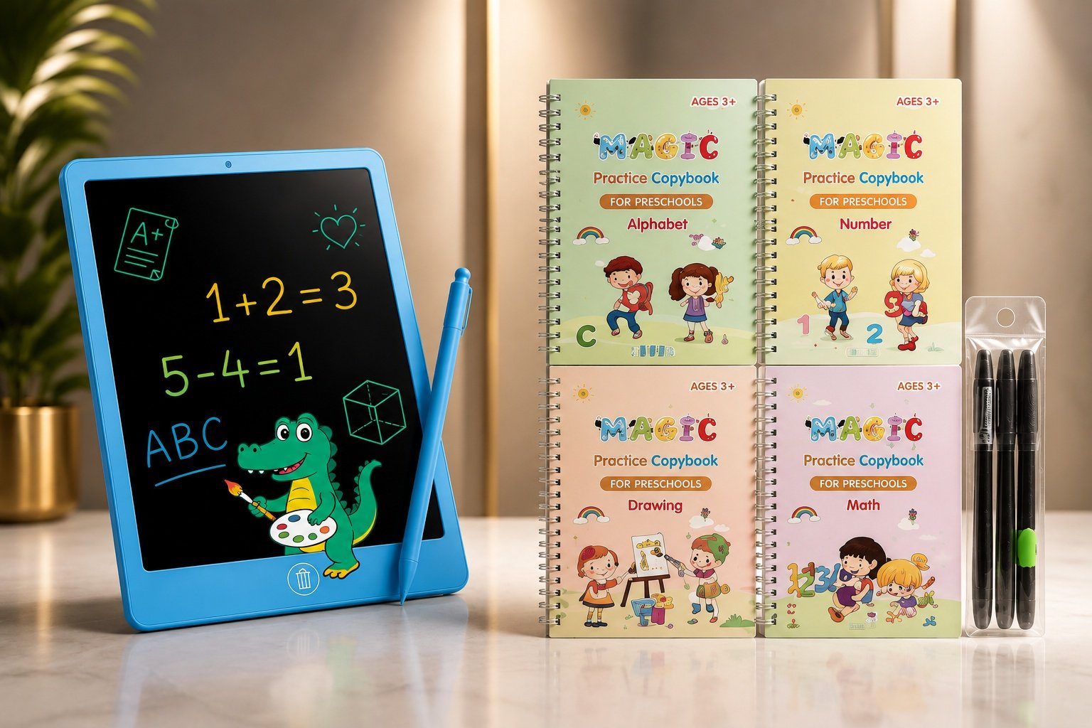 Magic Copybook and LCD Writing Pad Bundle